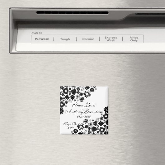 Florals zwart sparen de Datum Magnet (Insitu (Vaatwasser))