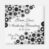 Florals zwart sparen de Datum Magnet (Voorkant)