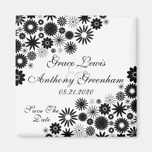  Florals zwart sparen de Datum Magnet