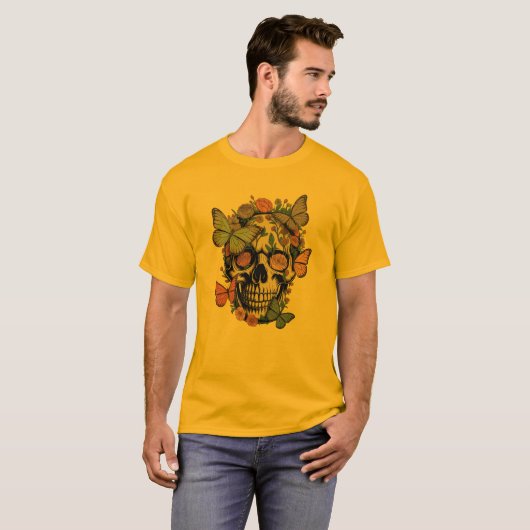 FloralSkullT-Shirt | Ästhetischer SchädelmitBlumen T-shirt (Voorkant volledig)