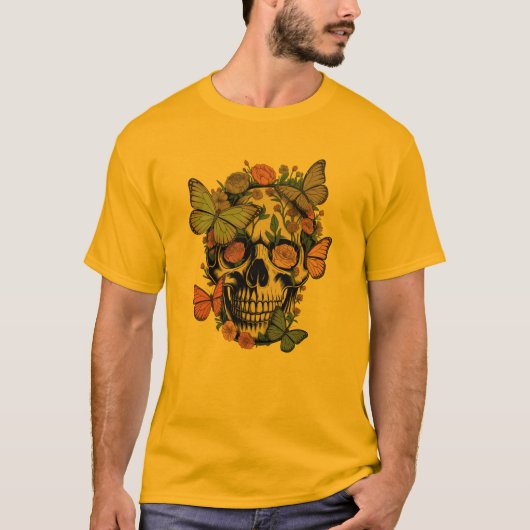 FloralSkullT-Shirt | Ästhetischer SchädelmitBlumen T-shirt (Voorkant)