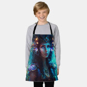 Flora's abstract haarbos schort (Gedragen)