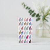 floreel chevron aztec whimsical-kattenpatroon visitekaartje (Staand voorkant)
