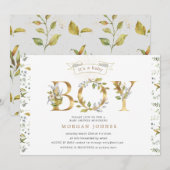 floreel goud baby shower is een uitnodiging voor e (Voorkant / Achterkant)