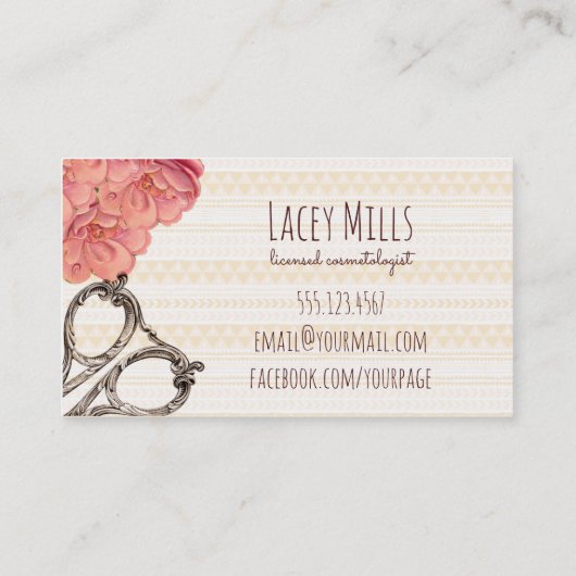 floreel haarstylist roze roze chic visitekaartje (Achterkant)