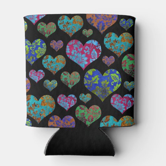  floreel hartpatroon initiaal naam monogram blikjeskoeler (Achterkant)