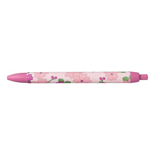   floreel in zacht roze en violet zwarte inkt pen (Voorkant)