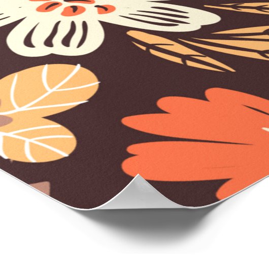 floreel naadloos patroon met herfstbladeren poster (Hoek)