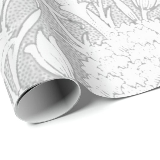 floreel patroon elegant zilver cadeaupapier (Rol Hoek)