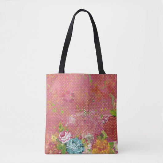  floreel patroon tote bag (Voorkant)