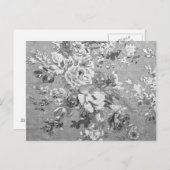  floreel patroon zwart-wit weefsel briefkaart (Voorkant / Achterkant)