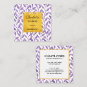 floreel vierkant visitekaartje met lavender goud (Voorkant / Achterkant)