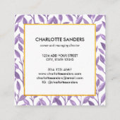 floreel vierkant visitekaartje met lavender goud (Achterkant)