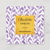  floreel vierkant visitekaartje met lavender goud (Voorkant)