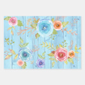  floreel waterverf blauw land tint inpakpapier vel (Voorkant)