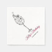 floreel, wijn, griesachtig, Cocktail Paper Napkins Servet (Voorkant)