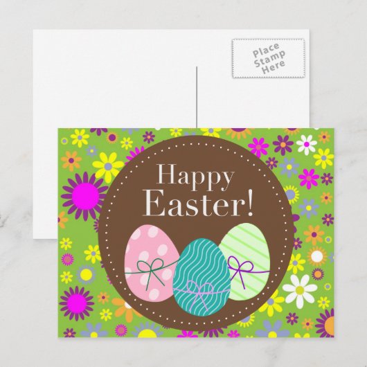  floregroen Happy Paaskaart Feestdagenkaart (Voorkant / Achterkant)