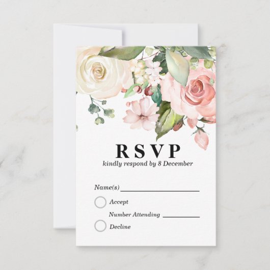 florelegant 3,5-inch x 5-inch reactiekaart RSVP kaartje (Voorkant)