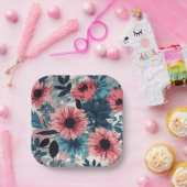 Florenblauw Papieren Bordje (Feest)