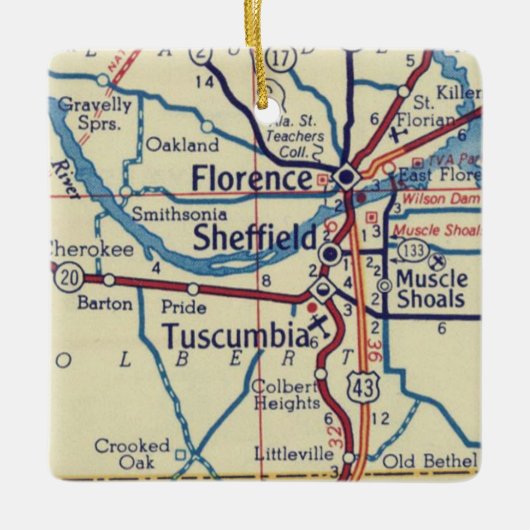 Florence AL Map Keramisch Ornament (Voorkant)