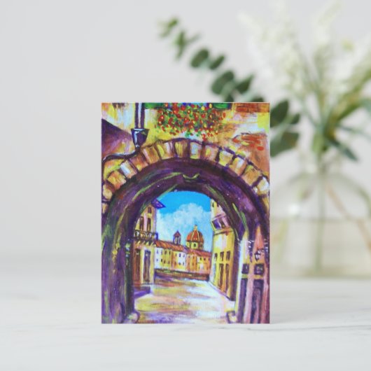 FLORENCE ANTIEK ALLEY UITZICHT CHURCH CESTELLO BRIEFKAART (Staand voorkant)