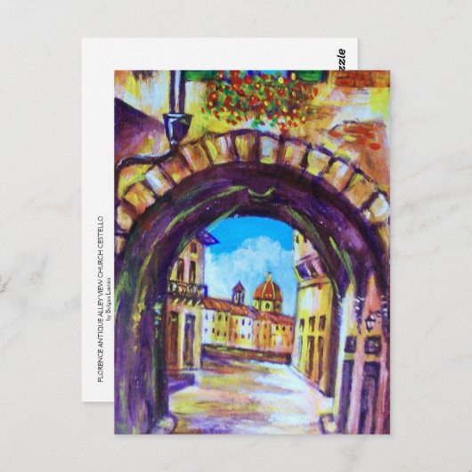 FLORENCE ANTIEK ALLEY UITZICHT CHURCH CESTELLO BRIEFKAART (Voorkant / Achterkant)