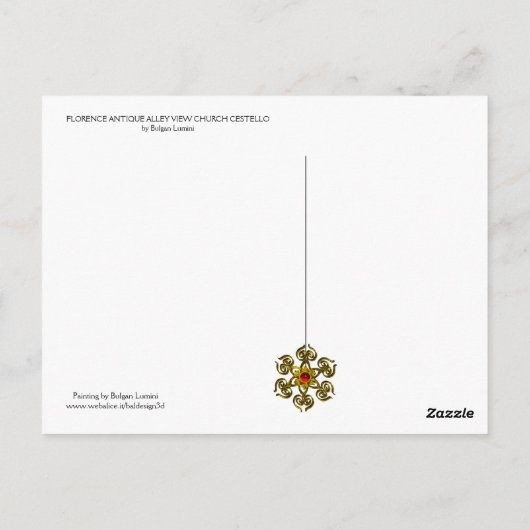 FLORENCE ANTIEK ALLEY UITZICHT CHURCH CESTELLO BRIEFKAART (Achterkant)