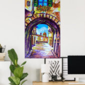 FLORENCE ANTIEK ALLEY UITZICHT CHURCH CESTELLO POSTER (Thuiskantoor)