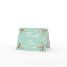 Florence bedankt Mint Green Pink Rose Flowers