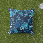 Florence blauw roos buitenkussen (Gras)