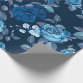 Florence  blauw roos cadeaupapier (Hoek)