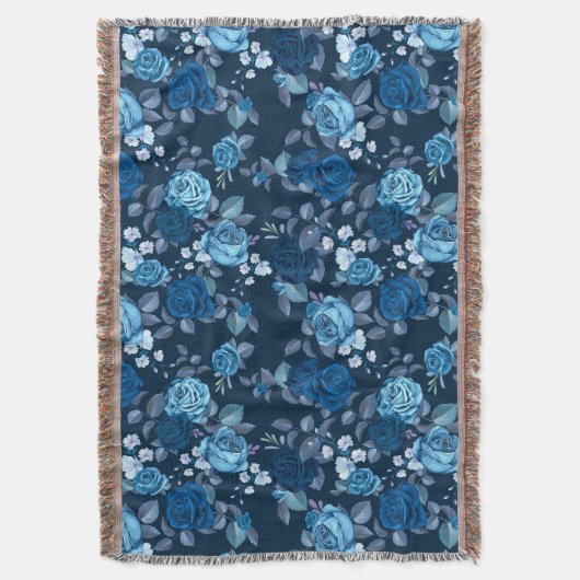 Florence  blauw roos deken (Voorkant Verticaal)