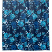 Florence  blauw roos douchegordijn (Voorkant)