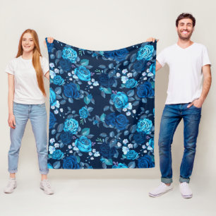 Florence blauw roos fleece deken