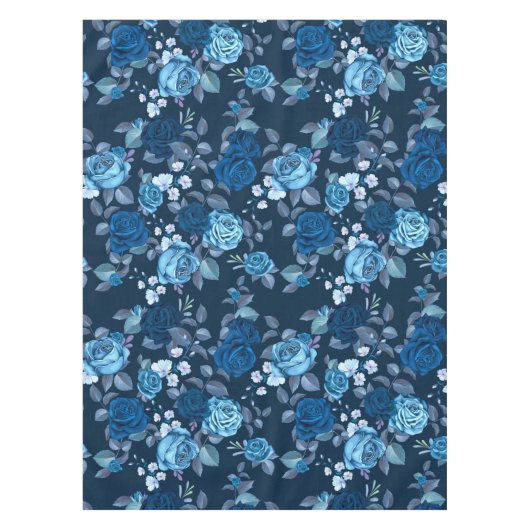 Florence  blauw roos tafelkleed (Voorkant)
