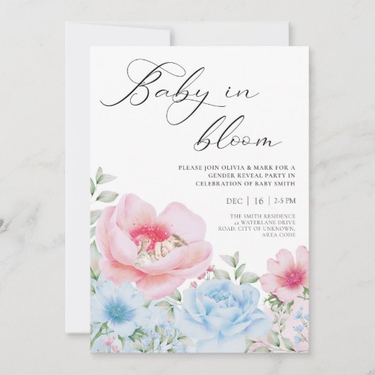 Florence blauw roze waterverf gender onthullen uit kaart (Voorkant)