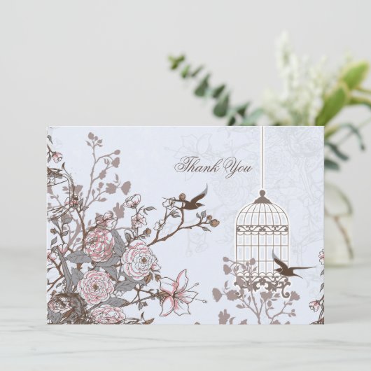 Florence blauwe vogelkooi, liefdesvogels Dank je w Kaart (Staand voorkant)