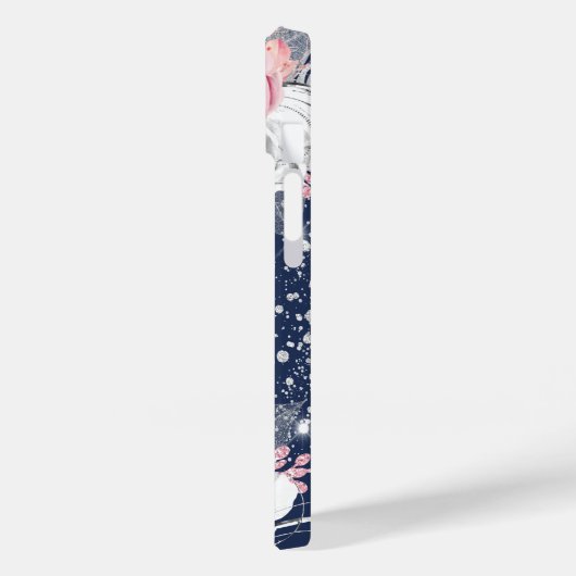 Florence blauwe zwarte roze zilverglitternaam Case-Mate iPhone case (Achterkant / Links)