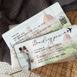 FLORENCE Boarding Pass Destination Wedding QR code Kaart