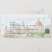 FLORENCE Boarding Pass Destination Wedding QR code Kaart (Achterkant)