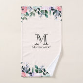 Florence Border Monogram roze en Paarse Waterverf Bad Handdoek (Handdoek)
