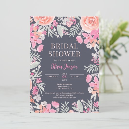 Florence botanical garden roze perzik vrijgezellen kaart (Staand voorkant)