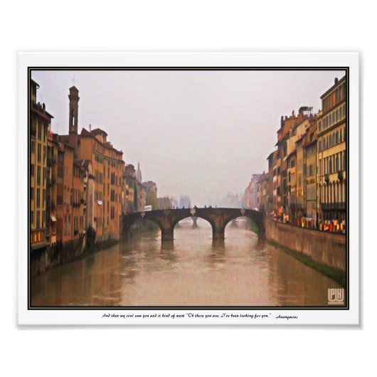Florence Bridge met Love Quote Foto Afdruk (Voorkant)