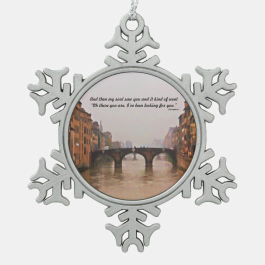Florence Bridge met Love Quote Tin Sneeuwvlok Ornament (Voorkant)