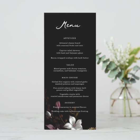 Florence bruiloft diner menu (Staand voorkant)
