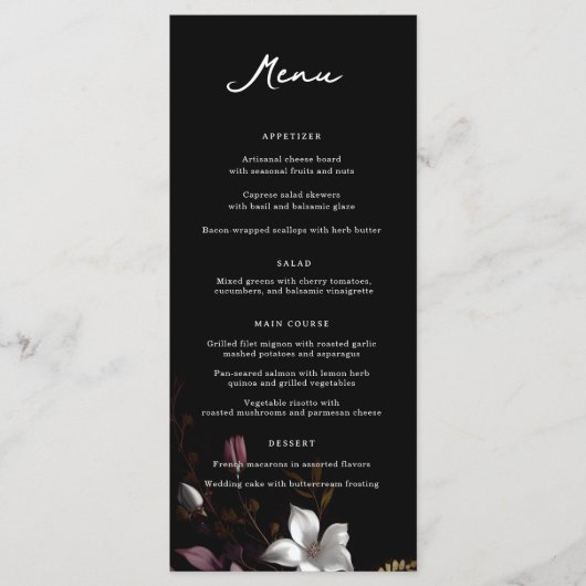 Florence bruiloft diner menu (Voorkant)