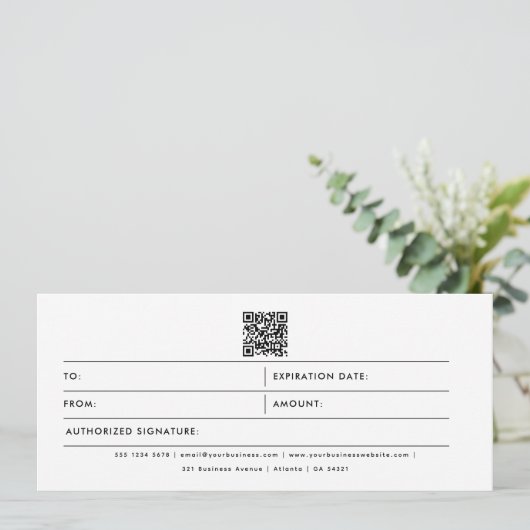 Florence Business Logo QR Code Cadeaubon (Staand voorkant)