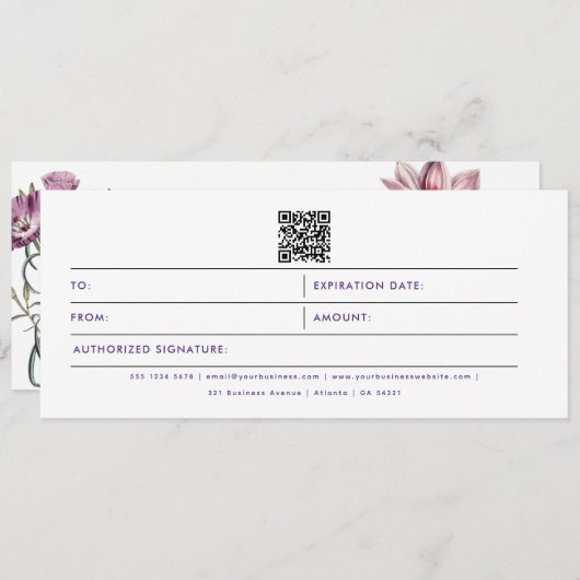 Florence Business Logo QR Code Cadeaubon (Voorkant / Achterkant)