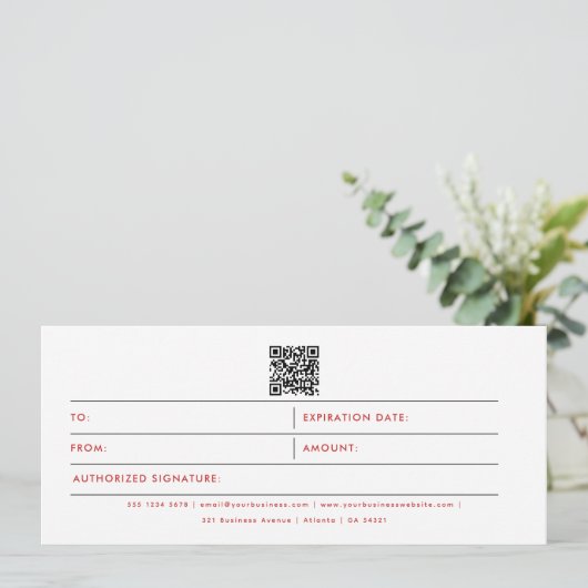 Florence Business Logo QR Code Cadeaubon (Staand voorkant)