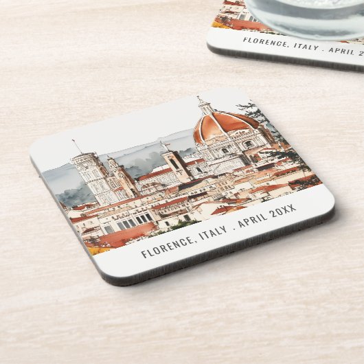 Florence Cathedral Italië Waterverf Italiaans reiz Bier Onderzetter (Linkerzijde)
